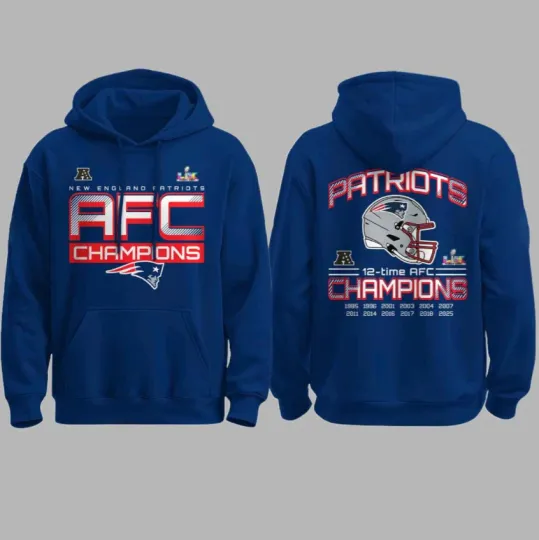 New England Patriots 12-Time AFC Champions 2026 Hoodie