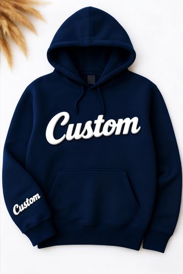 Custom Puff Embossed Sweatshirt - Personalized Raised Text Hoodie, Trendy 3D Lettering, Custom Name Gift, Unique Cozy Pullover