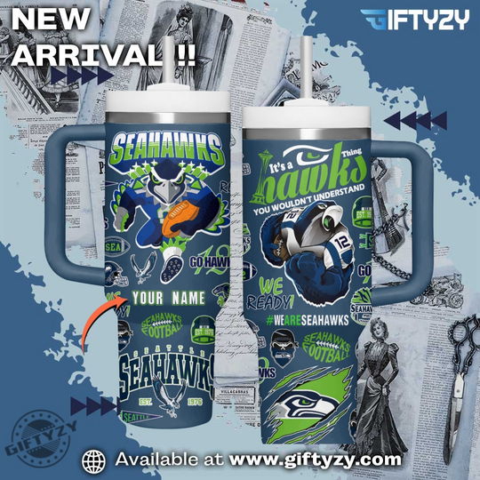 Personalized Seattle Seahawks football Tumbler 40 oz with Handle