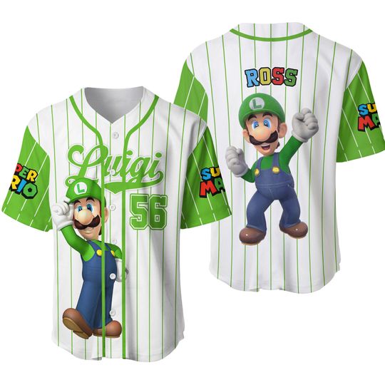 Luigi Baseball Jersey, Cute Game Character Shirt, Gift For Gamers, Custom Baseball Shirt