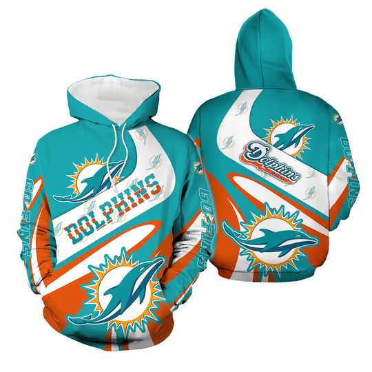 Miami Dolphins Men's Tracksuit Set 2 Piece Hooded Sweatsuit Jogging Suit Gift
