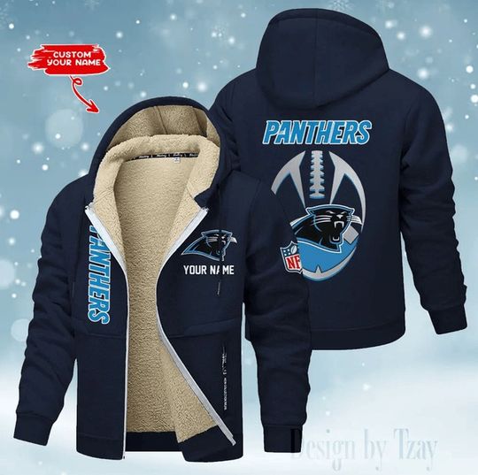 Carolina Panthers Hoodies Zip Velvet Coat