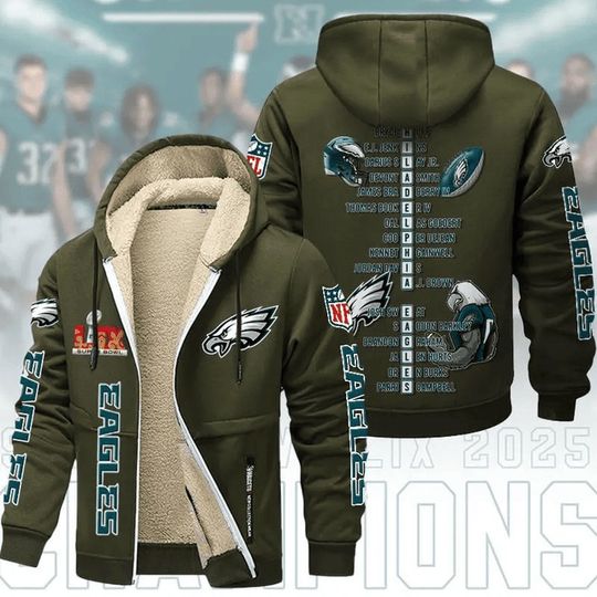 Discover Philadelphia Eagles Hoodie Zip Velvet Coat