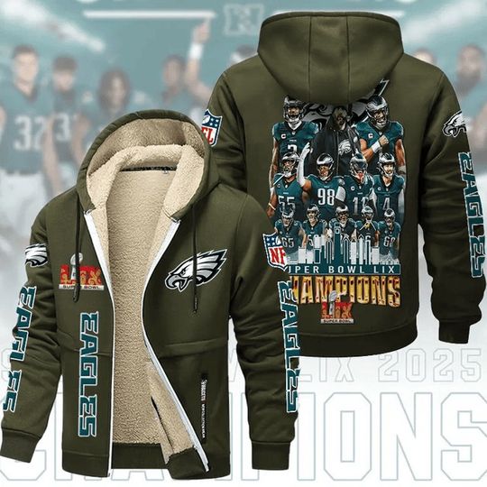 Discover Philadelphia Eagles Hoodie Zip Velvet Coat
