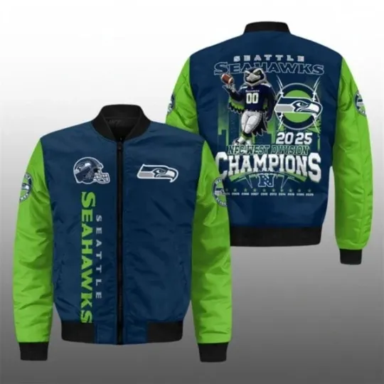 Discover Seahawks 2025 N.FC West Division Champions Bomber Jacket