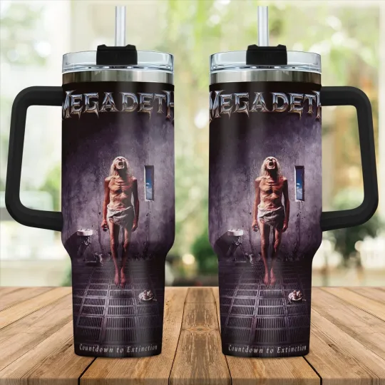 Megadeth Countdown to Extinction Tumbler 40oz with Handle, Stainless Steel, Gift for Fans
