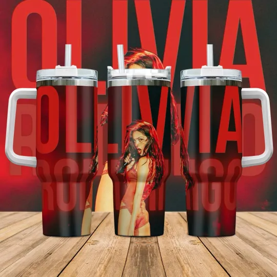 Olivia Rodrigo 40oz Tumbler with Handle - Gift for Fans