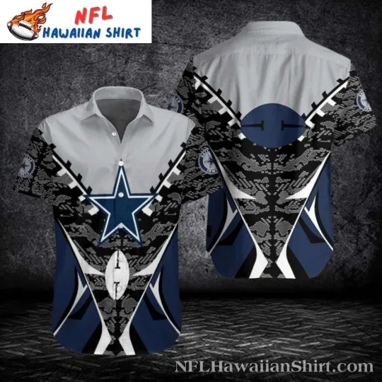 Discover Dallas team Cowboy hawaiian shirt,Navy And White, Geometric Star