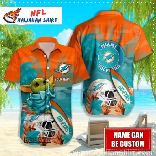 Discover Miami team Dolphin  hawaiian shirt, helmet, tropical tree