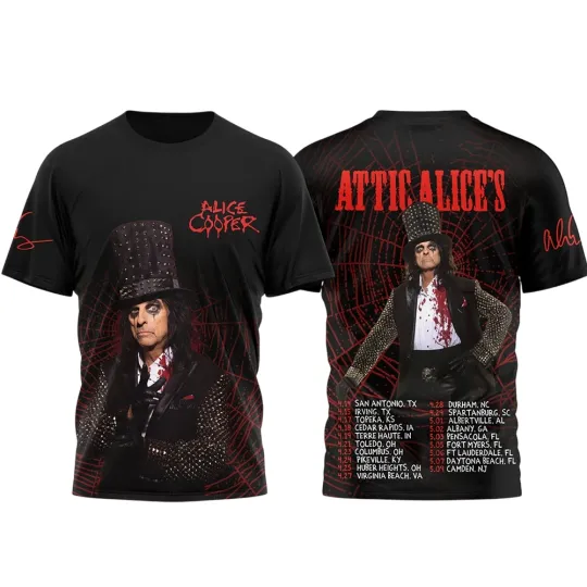 Alice Cooper Alices Attic 2026 Tour Gift For Fans 3D T-shirt