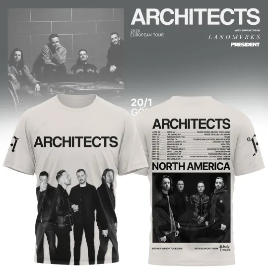 Discover Architects Broken Mirror Tour 2026 North America AOP 3D T-Shirt