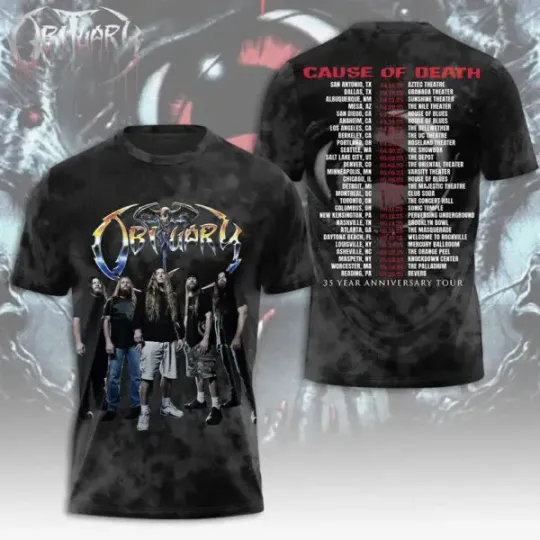 Discover Obituary Cause Of Death Album 3D T-shirt