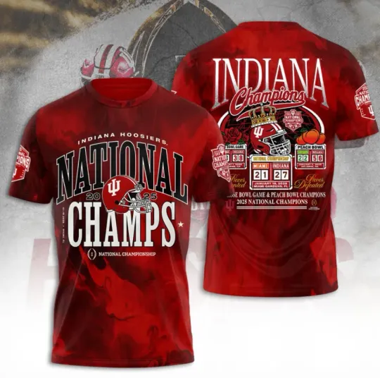 Discover Indianaa Hoosie1R 2025 National Champions 3D T-Shirt