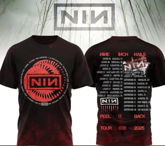 Discover Nine Inch Nails Peel It Back Tour 2025 AOP 3D T-Shirt