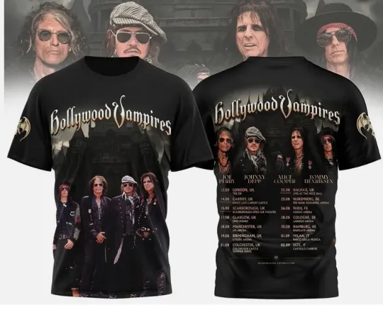 Discover Hollywood Vampires 2026 World Tour T Shirt 3D Full Size