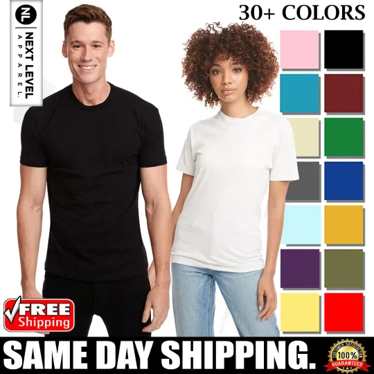 Discover Next Level Apparel 3600 Unisex Super Soft Premium Plain TShirt Blank Fit T-Shirt