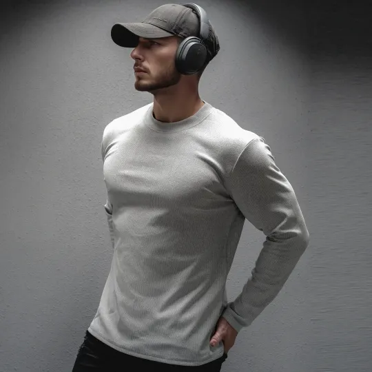 Discover Men's Long Sleeve t-shirt Muscle Fit Sports T-Shirt Gym Clothes Warm Winter