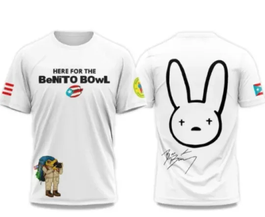 Discover Here For The Benito Bowl 2025 Badd Bun-Ny Super Bowl Lix Collab 3D T-Shirt