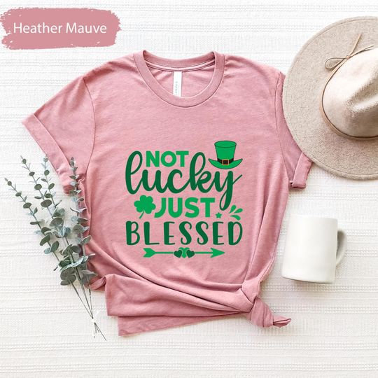 Discover Not Lucky Just Blessed Christian St Patrick's Day Unisex T-Shirt, Irish Blessing Clover Tee, Religious Irish Gift