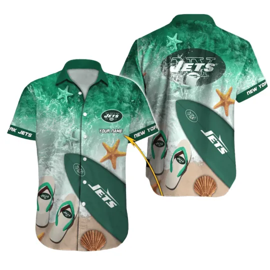 Discover New York team Jet hawaiian shirt,Beach Wave, sea animal