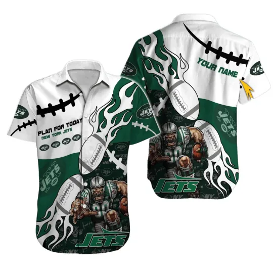 Discover New York team Jet hawaiian shirt,Flaming football, champ hunt