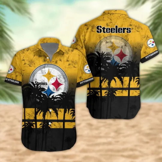 Discover Pittsburgh team Steeler hawaiian shirt,Desert Sunset, tropical tree