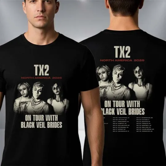 Discover TX2 North America 2026 On Tour With Black Veil Brides Schedule Tour Date T-Shirt