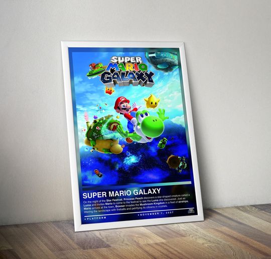 Super Mario Galaxy Poster | Super Mario Print | Gaming Poster | Video Game Poster | Gaming Gift | Gaming Wall Art
