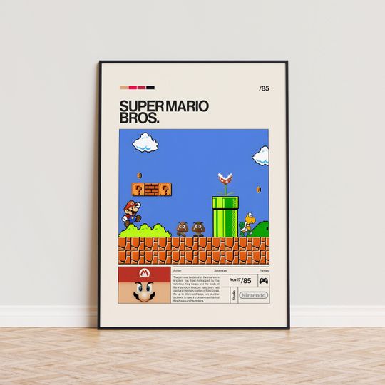 Discover Super Mario Bros. Poster, Video Game Poster, Minimalist Game Print, Gaming Room Poster, Gamer Gift, Gaming Print Poster, Gaming Wall Art