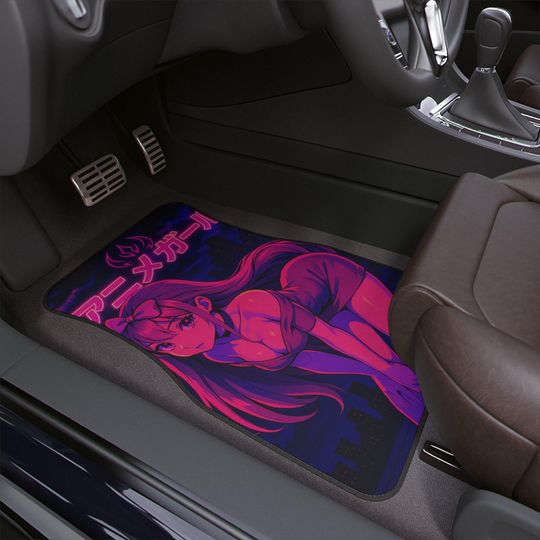 Anime Girl Car Floor Mat - JDM Car Decor, Road Trip Accessory, Anime Lover Gift