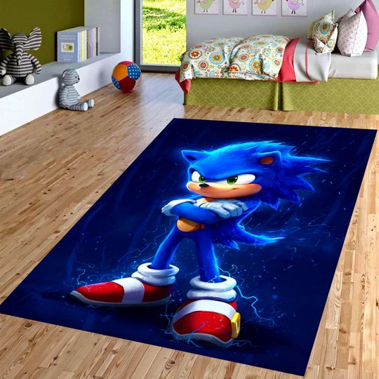 Discover Sonic Kids Rug Electric Blue Hedgehog