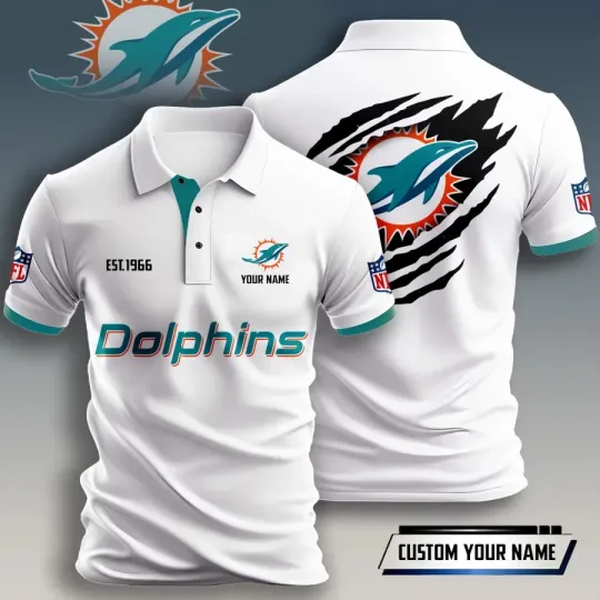 Discover Personalized Miami Football Team Dolphinss Polo Shirt, unisex adults S-5XL