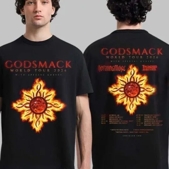 Discover Godsmack World Tour 2026 Europe Schedule Tour Dates Two Sided T-Shirt