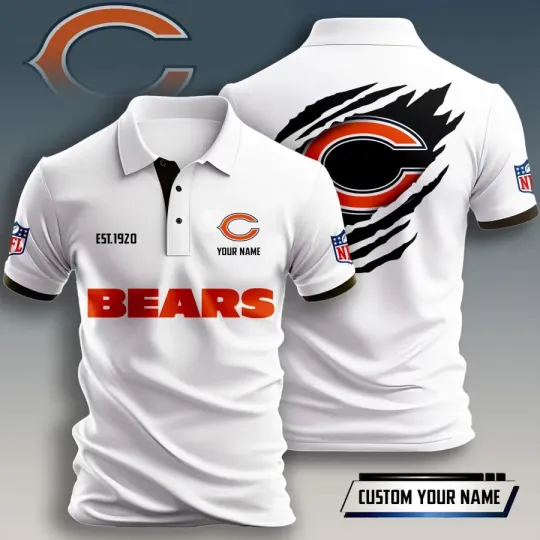 Discover Personalized Chicago Football Team Bearss  Polo Shirt, unisex adults S-5XL