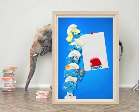 Discover Smuurfs 2025 Movie Poster Wall Art Print Cloth Poster for Home