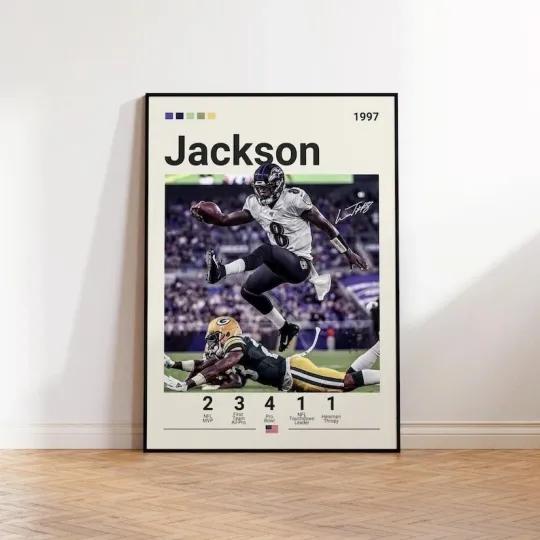 Lamar Jackson Baltimore Ravens Football Poster - Vertical Wall Art for Bedroom