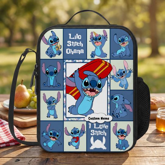 Discover Personalized Disney Lilo and Stitch Lunch Box Bag, Stitch Custom Lunch Bag, Stitch Angel Quality Keep Warm/Cold Lunch Bag