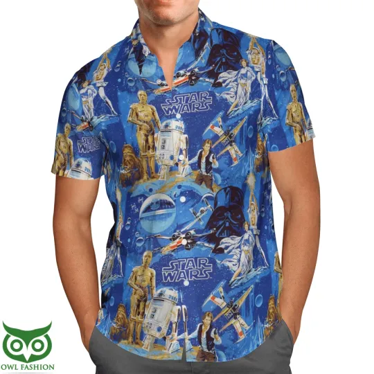 Discover Disney Star Wars C-3PO See-Threepio Tropical Aloha Hawaiian Shirt