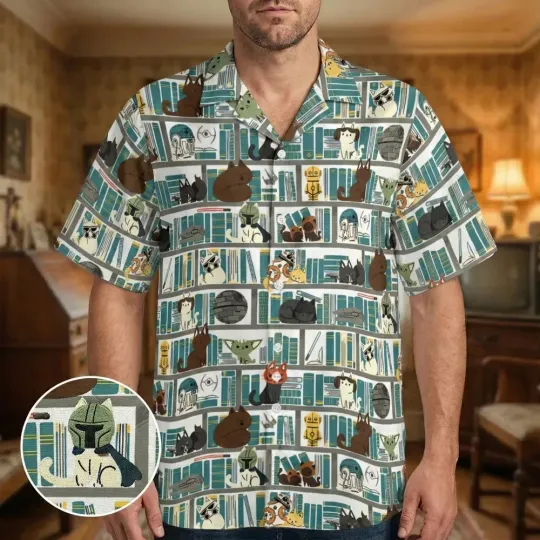 Discover Library Kitten Wars Button Down Shirt, Unisex Adults