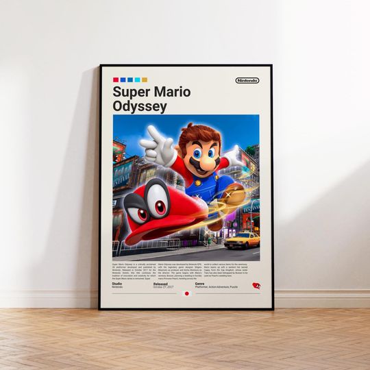 Super Mario Odyssey Poster, Video Game Poster, Minimalist Game Print, Gaming Room Poster, Gamer Gift, Gaming Print Poster, Gaming Wall Art