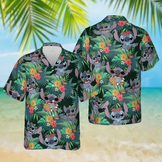 Discover Stitch Funny Hawaiian Shirt, Disney Stitch Tropical Shirt