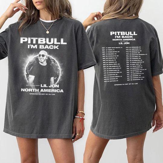 Discover Pitbull 2sided Vintage Shirt, Pitbull I'm Back North America Tour 2026 2sided Shirt, Pitbull Merch, 90's Rapper Gift For Fan