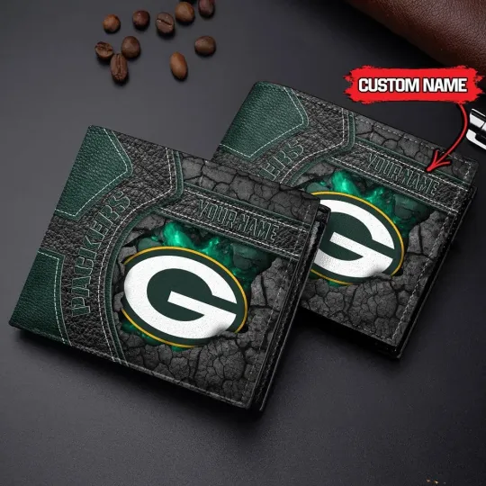 Discover Personalized Green Bay Football Packerss Team Men's Leather Wallet Gift For Him