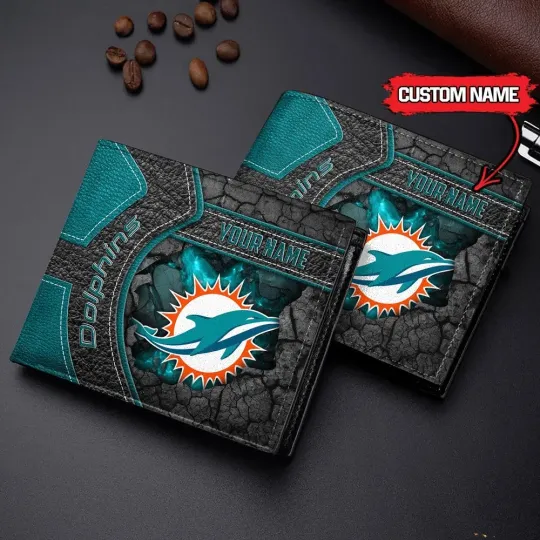 Discover Personalized Miami Football Dolphinss Team  Men's Leather Wallet Gift For Him