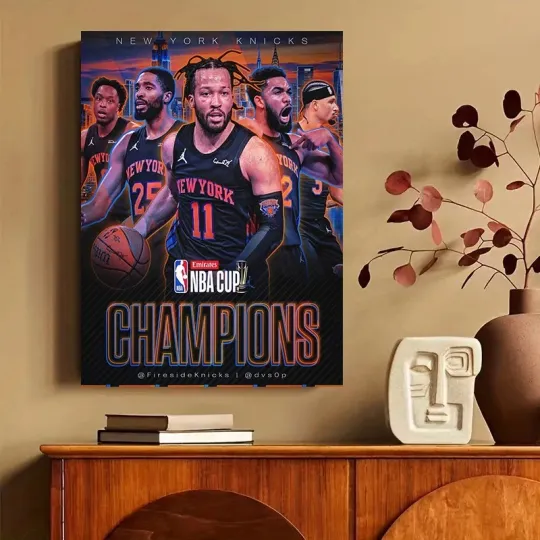 Discover New York Knicks 2025 NBA Cup Emirates Champions Poster