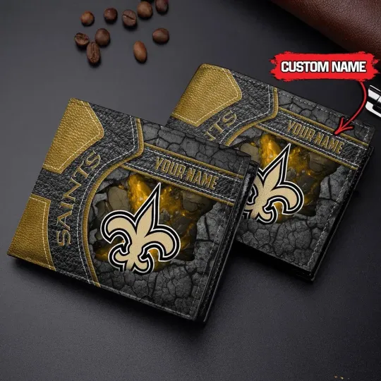 Discover Personalized New Orleans Football Saintss Team Men's Leather Wallet Gift For Him
