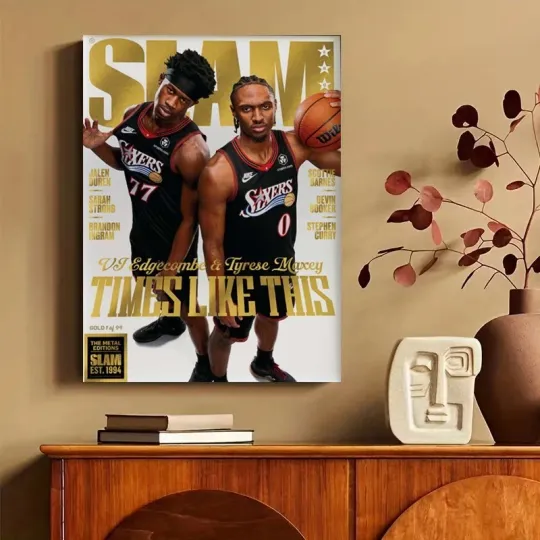 Tyrese Maxey and VJ Edgecombe Philadelphia 76ers Slam Dunk Poster