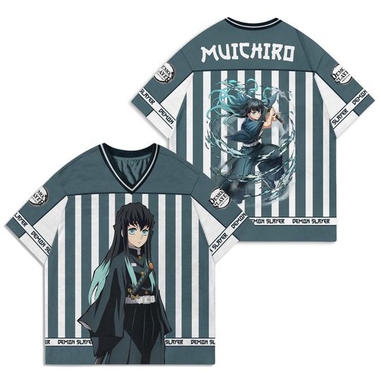 Muichiro Tokito Football Jersey, Mist Hashira Anime Streetwear, demon Manga, Kimetsu Yaiba Shirt, Blue Tee Gift for Him Her