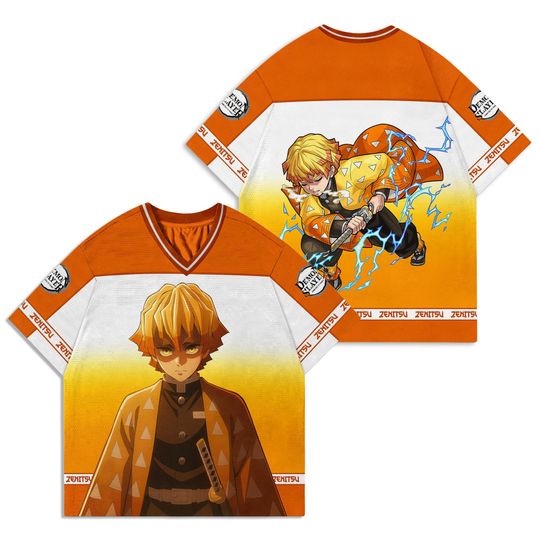 Discover zenittsu Agatsuma Football Jersey, Thunder Breathing Anime Streetwear, Manga demon Jersey, Kimetsu Yaiba Shirt, Gift For Him