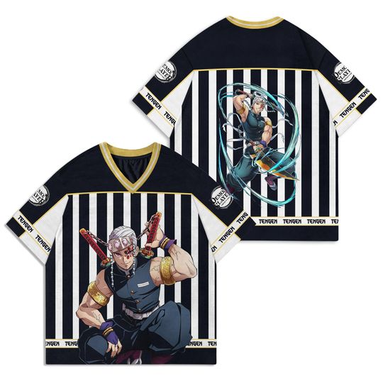 Tengen Uzui Football Jersey, demon Kimetsu Yaiba Shirt, Sound Hashira Anime Streetwear, Cool Manga Sport, Boy Gift For Him